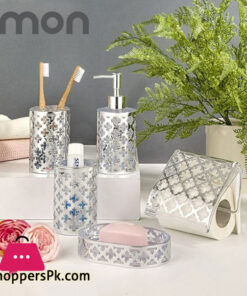 Limon 5 Pieces Bathroom Accessories Set Silver