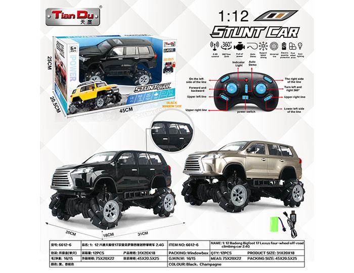 New Rc Car 1:12 Octopus Bigfoot 17 Lexus 4Wd Off-Road Climbing 2.4G Rc Car 6612-6