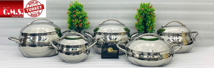 Oms Stainless Steel Commercial Professional Cookware Stock Pot Set 10 Piece Set 1008 Turkey Made 4 Oms Stainless Steel Commercial Professional Cookware Stock Pot Set 10 Piece Set 1008 Turkey Made