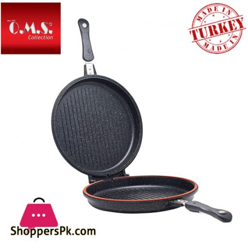 OMS Granite Double Sided Grill Pan Round 32-CM Turkey Made