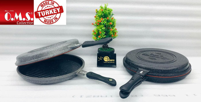 Oms Granite Double Sided Grill Pan Round 32-Cm Turkey Made