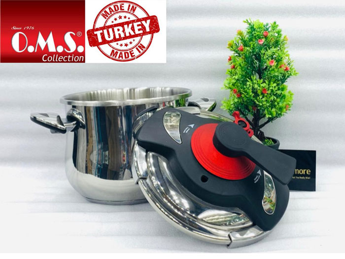Oms Stainless Steel Matic Pressure Cooker 7 Liter Turkey Made - 5034