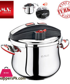 OMS, Stainless Steel Matic Pressure Cooker Button Lock 5 Liter Turkey Made - 5038G