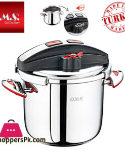OMS, Stainless Steel Matic Pressure Cooker Button Lock 7 Liter Turkey Made