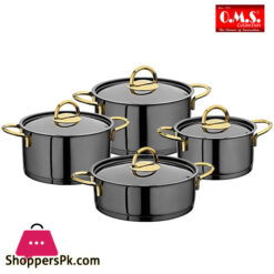 Oms Jet Black Steel 8 Pieces Steel Titanium Plated Cookware Set Turkey Made - 1315G 8 Oms Jet Black Steel 8 Pieces Steel Titanium Plated Cookware Set Turkey Made - 1315G