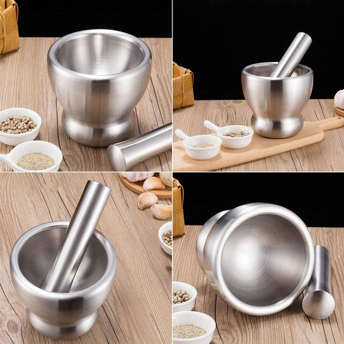Stainless Steel Mortar And Pestle Spice Herb Grinder (Amamdasta) S