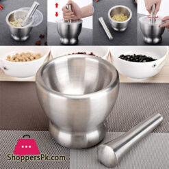 Stainless Steel Mortar and Pestle Spice Herb Grinder (Amamdasta) L