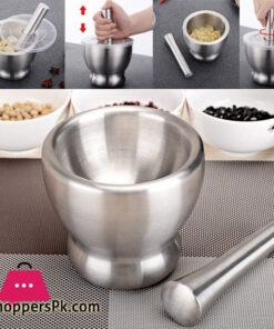 Stainless Steel Mortar and Pestle Spice Herb Grinder (Amamdasta) L