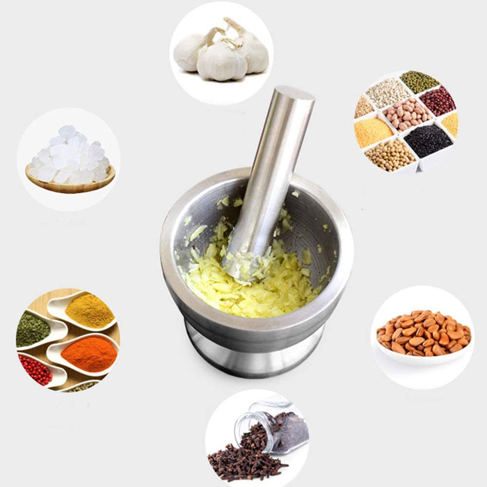 Stainless Steel Mortar And Pestle Spice Herb Grinder (Amamdasta) S
