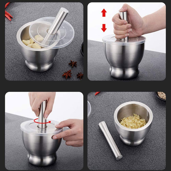 Stainless Steel Mortar And Pestle Spice Herb Grinder (Amamdasta) S