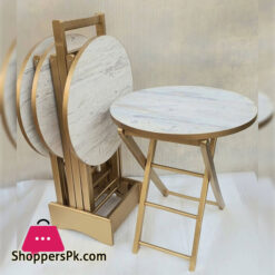 Wood Round Nesting Table with Stand - Set of 4