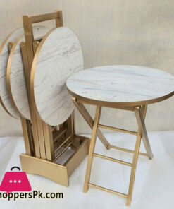 Wood Round Nesting Table with Stand - Set of 4