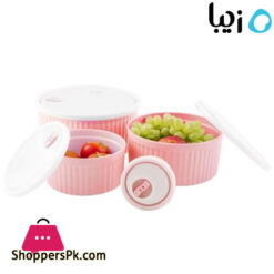 Ziba Sazan Plastic Food Container Bowl Set With Lid Of 4 Iran Made