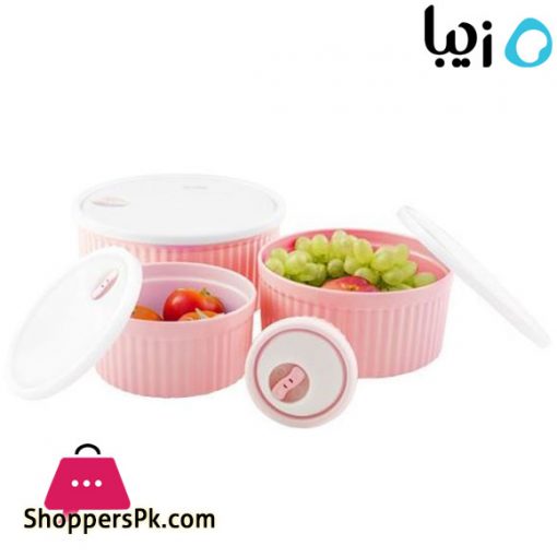 Ziba Sazan Plastic Food Container Bowl Set with Lid of 4 Iran Made