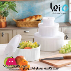 Ziba Sazan Plastic Food Container Bowl Set with Lid of 4 Iran Made