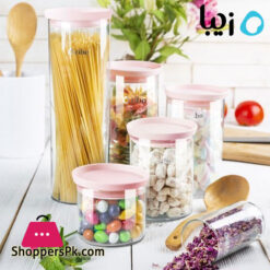 Zibasazan Glass Jar Hiva Spice Jar with Airtight Plastic Lid Iran Made - ( Set of 3 )