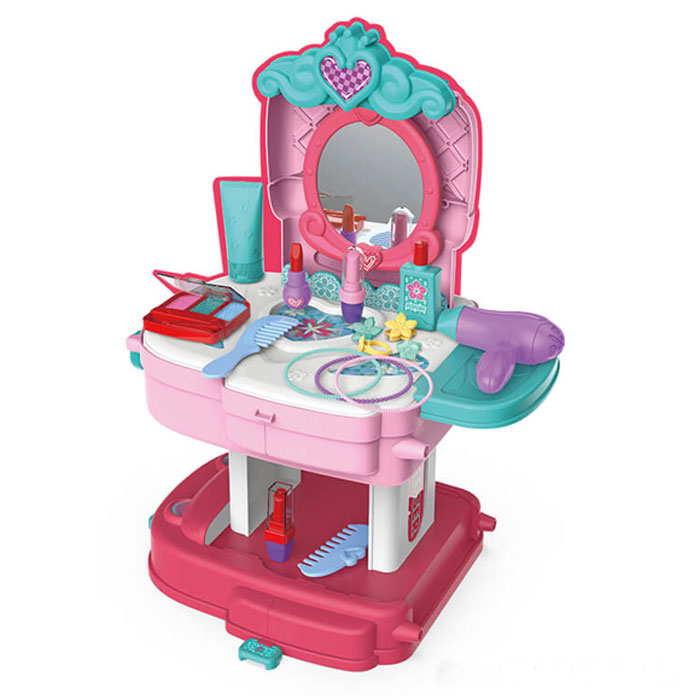 Mobile Dresser Kids Pretend Play Dresser Table Cute For Girls Toy Lil Princess