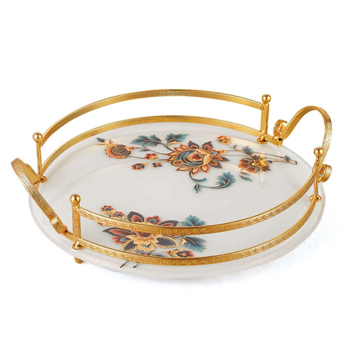 Solecasa Fringe Glass Tray 12 Inch