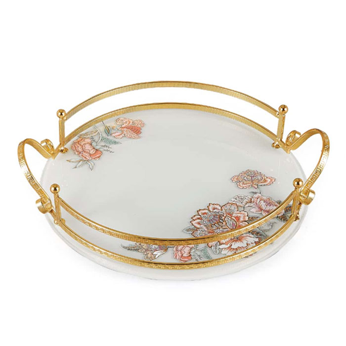 Solecasa Fringe Glass Tray 12 Inch