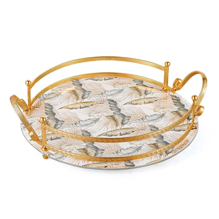 Solecasa Fringe Glass Tray 12 Inch