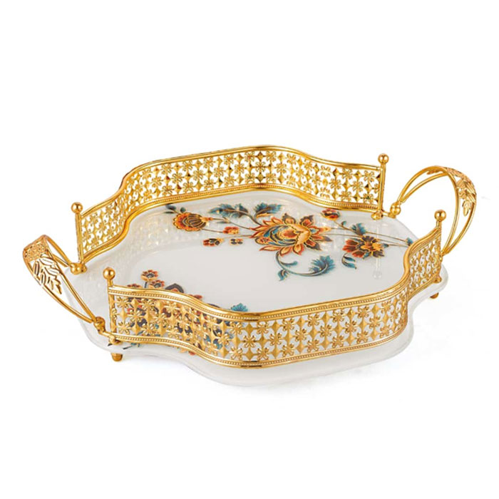 Solecasa Fringe Glass Tray 13 Inch