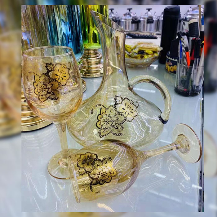 Glassware High Quality Golden Water Set