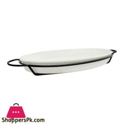 Brilliant Oval Plate With Iron Stand 13 Inches BR0049