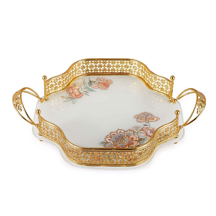 Solecasa Fringe Glass Tray 13 Inch