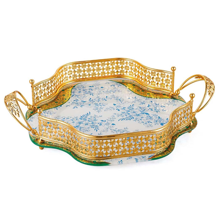 Solecasa Fringe Glass Tray 13 Inch
