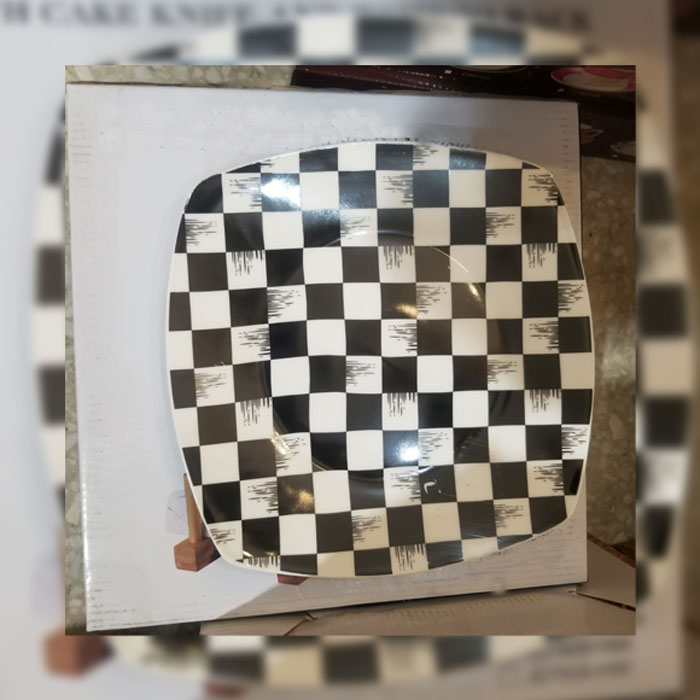 Cake Plate Set 7 Pcs With Cake Knife And Bamboo Rack