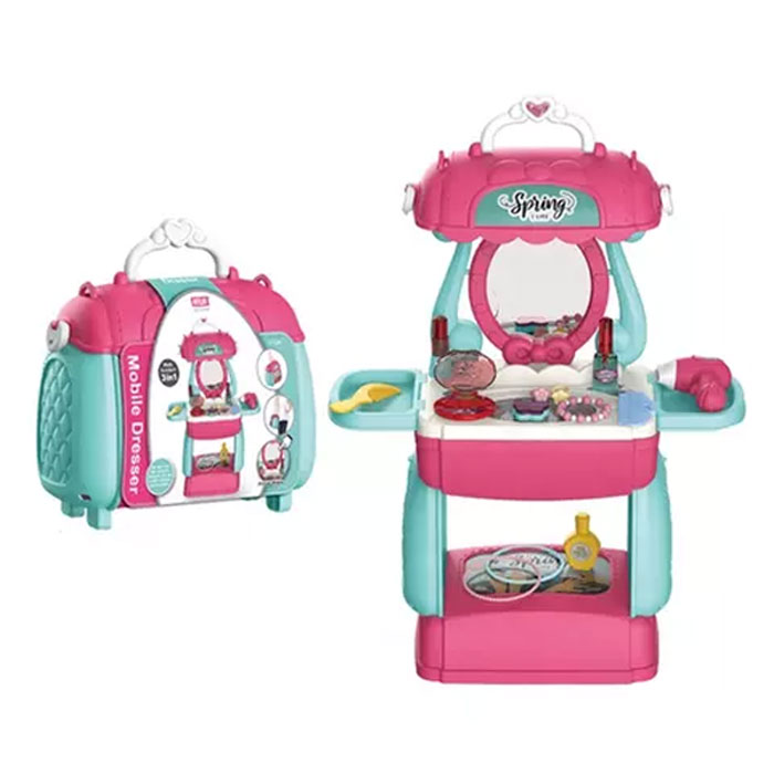 Mobile Dresser Kids Pretend Play Dresser Table Cute For Girls Toy Lil Princess