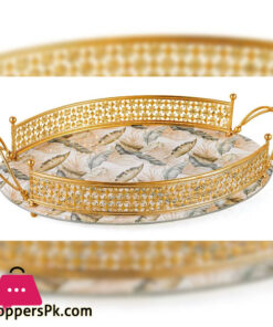 Solesaca Fringe Glass Tray 16 Inch