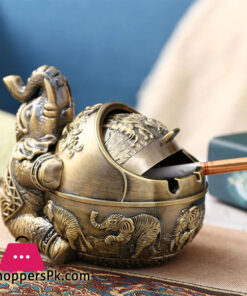 Antique Metal Elephant Ashtray Creative Living Room Windproof Cigarette Smoking Holder Office Home Decor