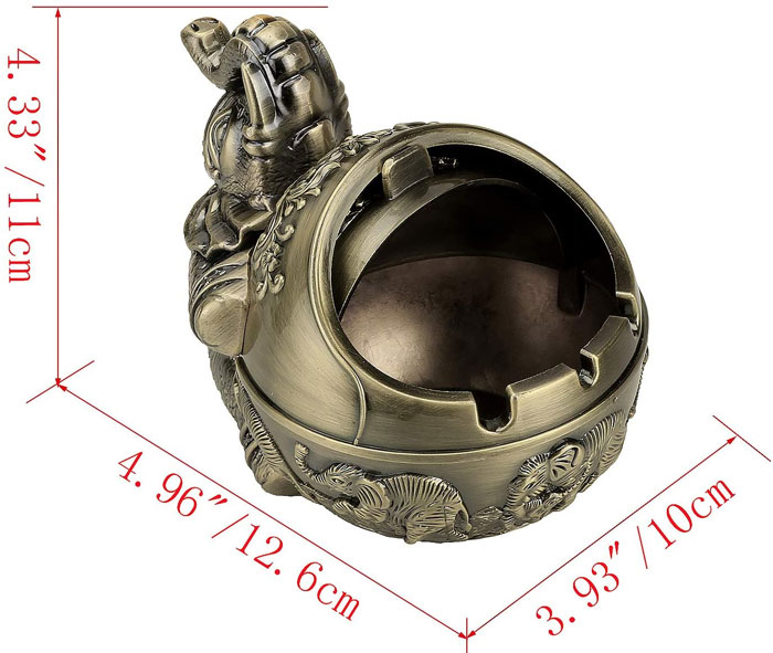 Antique Metal Elephant Ashtray Creative Living Room Windproof Cigarette Smoking Holder Office Home Decor