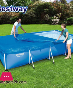 Bestway Flowclear Pro Rectangular Swimming Pool Cover with Tie-down Ropes - 58107