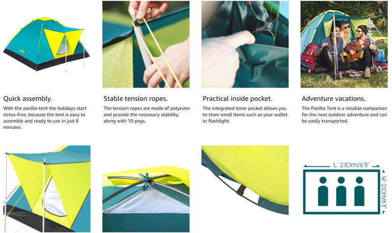 Bestway Pavillo Cool Ground Tent 3 Person Camping Tent - 68088