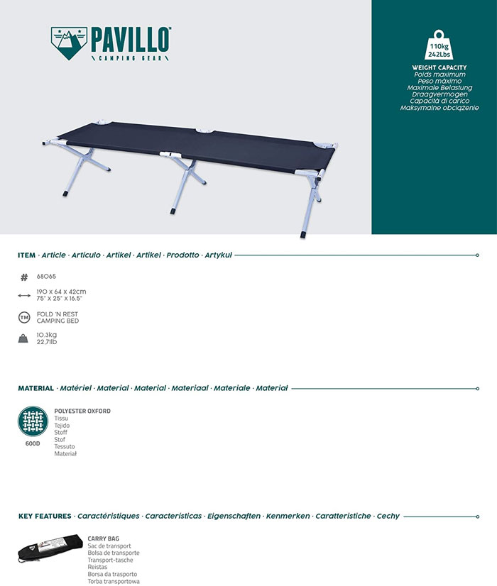 Bestway Foldable Fold 'N Rest Camping Bed - 68065