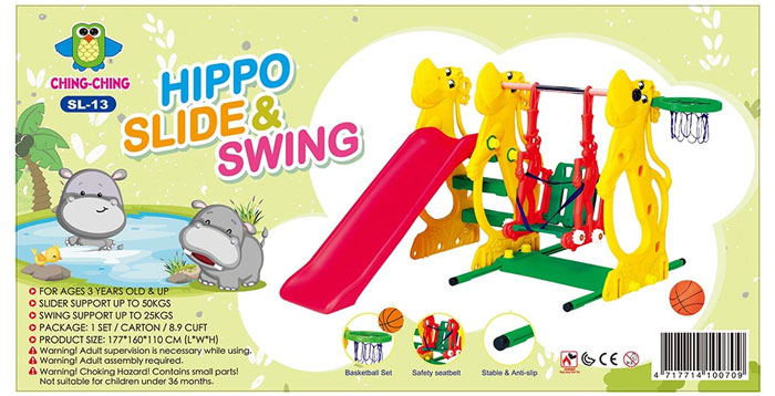 Ching Ching - Hippo Slide & Swing With Rabbit SL-13