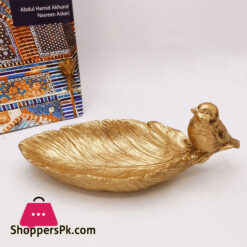 Decorative Leaf with Golden Bird 6 x 4 Inch