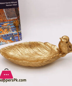 Decorative Leaf with Golden Bird 6 x 4 Inch