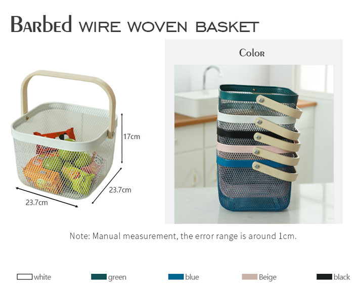 Kitchen Organizer Metal Wire Mesh Fruit Storage Basket With Wooden Handle Small 4 Kitchen Organizer Metal Wire Mesh Fruit Storage Basket With Wooden Handle Small