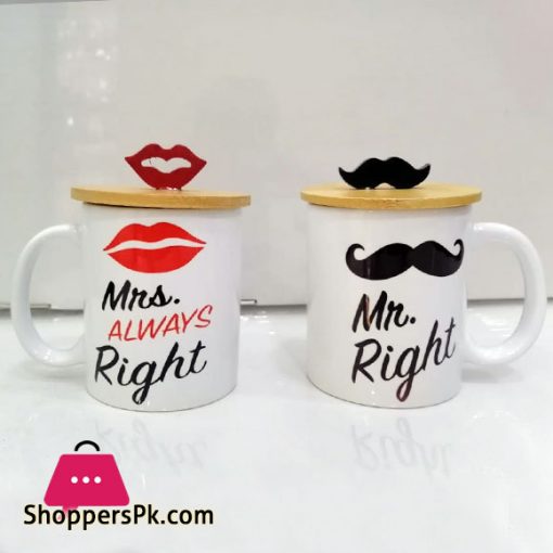 Mr. Right & Mrs. Always Right Mug with Lid (Pack of 2)
