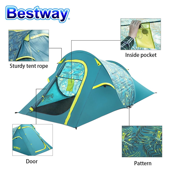 Pavillo Cool Rock Tent Camping Outdoor 2 Person Pop Up Tent Waterproof For Travel Hiking Or Garden - 68098