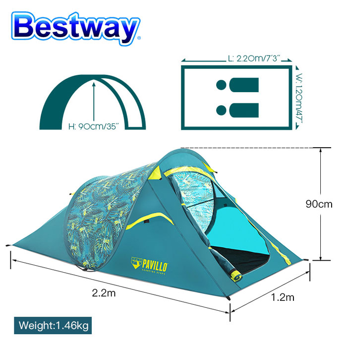 Pavillo Cool Rock Tent Camping Outdoor 2 Person Pop Up Tent Waterproof For Travel Hiking Or Garden - 68098