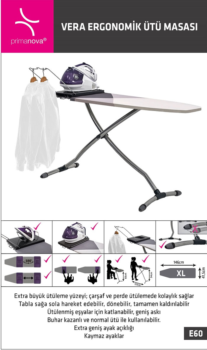 Primanova Ergonomic Ironing Board Vera E60 Turkey Made