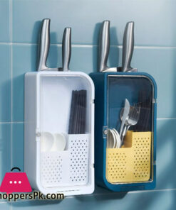 Wall Mount Kitchen Drain Fork Knife Spoon Cage Holder Storage Rack