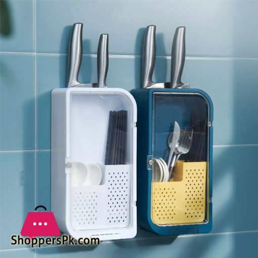 Wall Mount Kitchen Drain Fork Knife Spoon Cage Holder Storage Rack