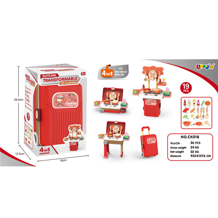 Children Play Kitchen In A Suitcase Stall On Wheels