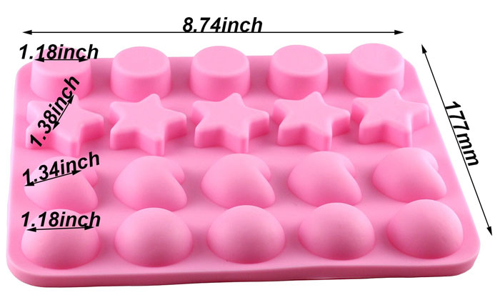 20 Cavity Star Ball Lollipop Candy Silicone Mold Round Heart Jelly Chocolate Moulds Kitchen Baking Pastry Tools