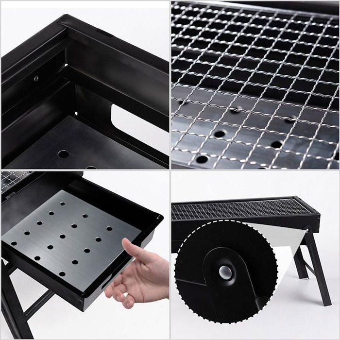 60Cm Portable Folding Thick Box-Type Charcoal Grill For Outdoor Bbq Camping